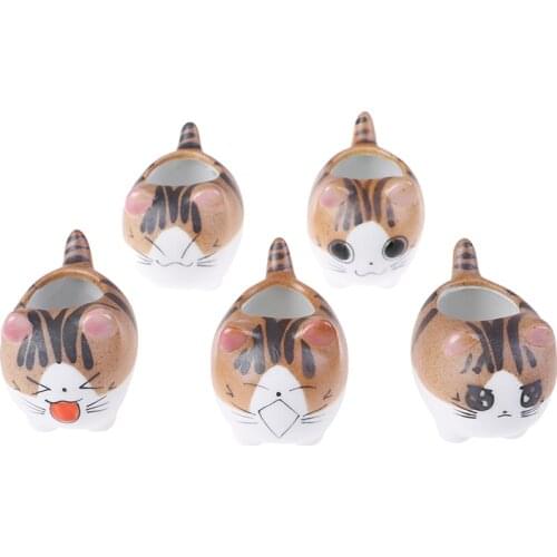 5 stylesSmall Flower Pots Bonsai Cartoon Planter Home Decor Cat Chis Sweet Ceramic Plant Pot Micro Cute Mini Potted Succulents