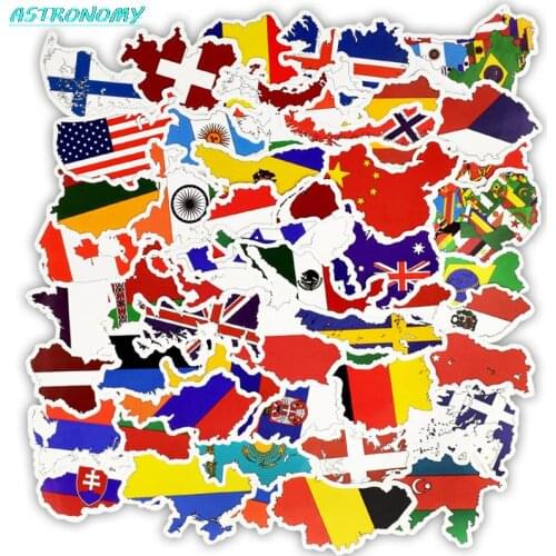 50Pcs Country National Flag Graffiti Stickers Waterproof Snowboard Laptop Luggage Fridge Guitar Decals Cool Sticker