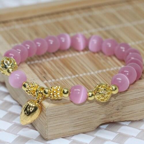 9 style bracelet blue purple white pink cat eye stone opal crystal round beads 6mm 8mm strand bangle women jewelry 7.5inch B2111
