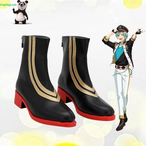 Ensemble Stars!! Cosplay Shoes ALKALOID Ayase Mayoi Black Shoes Cosplay Long Boots Leather Custom Made For Halloween