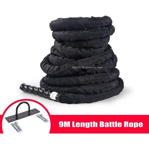 9M Length Battle Rope, 38MM Diameter Fighting Rope, Exercise Equipment For Home Gym&Outdoor Workout, Battle Rope Anchor Included