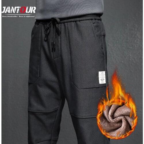Brand Mens Pants Winter Cashmere Pants Male Outwear Pants Velvet Thicken Pants Men Fleece Thick Pants Pantalons Hommes