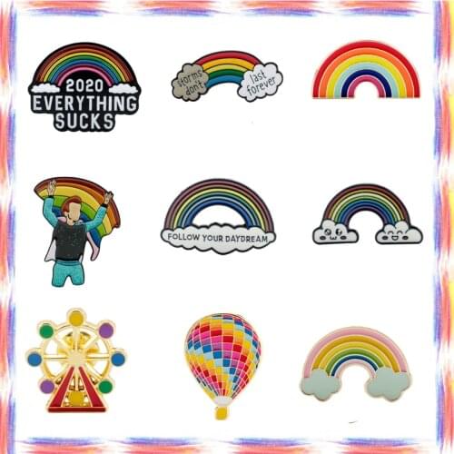 2020 Everything Sucks Brooches&Pins But Helium Balloon Ferris Wheel Brooch Badges Inspired Jewelry Rainbow Brooch Enamel pin