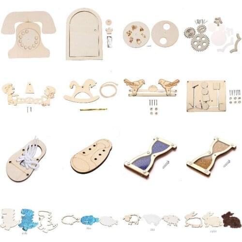 Clock Gear Dinosaur Hourglass Cat Skateboard Sparrow Eating Rice Door Shoes Phone Bunny Horse Seesaw Busy Board Accessories