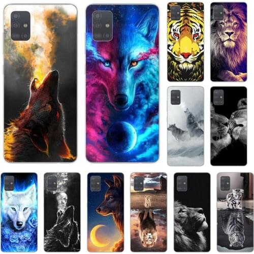 Moon Wolf Lion Tiger Soft TPU Phone Case For Samsung A71 A41 A31 A10 A42 A21S A72 A52 A51 A11 A50 A70 A20e A30 A40 A12 Cover