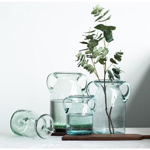 Cutelife Nordic Decoration Home Color Binaural Bubble Glass Vase European Classical Vases For Flowers American Hydroponic Flower