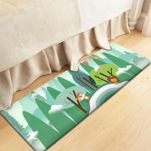 Baby Green Tree Patten Play Mat Rectangular Childrens Carpet Fashion Children Flannel Carpet Educational Game Forest Carpet