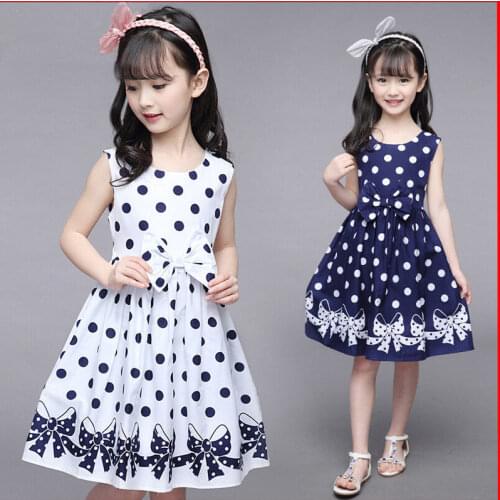 3-12 years girls polka-dot dress 2019 summer sleeveless bow ball gown clothing kids baby princess dresses kids clothes