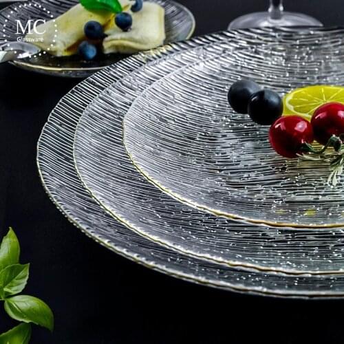 Japanese Phnom Penh Household Glass Salad Bowl, Vegetable Plate Steak Plate Western Food Plate Fruit Bowl and Dessert Bowl