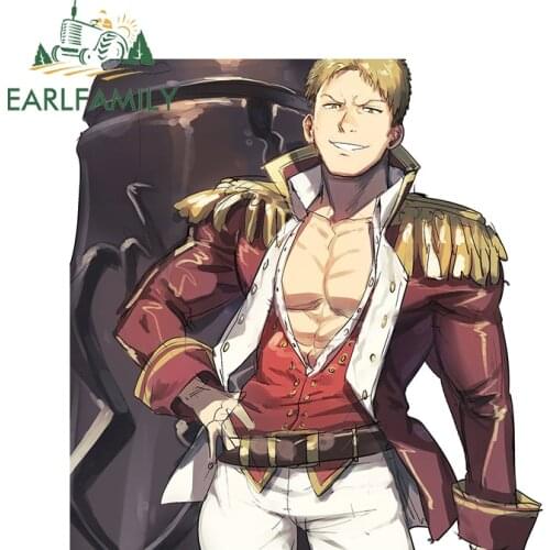 EARLFAMILY 13cm x 13cm for Reiner Braun Attack on Titan JDM Car Sticker Occlusion Scratch Graffiti Decal Car Body DIY Decoration