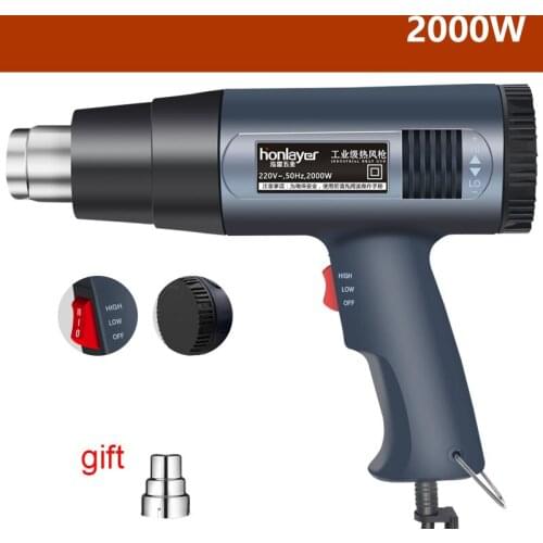 Digital Display Electric Industrial Grade Heat Hot Air Gun Hair Dryer Soldering Sticking Automobile Film Tool 2000W 220V