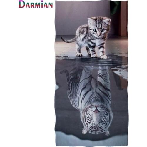DARMIAN Hot Cute Cat Refracts Tiger 3D Print Super Soft Travel Beach Towels Fade Resistant for Adult Kids Yoga/Spa Towels Toalla