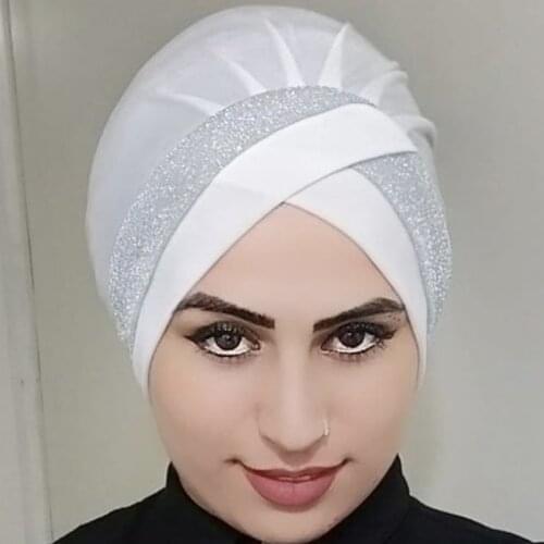 Trendy Muslim Womens Inner Hijab Cap Summer Women Headscarf Bonnet Female Forehead Cross Underscarf Hat Islamic Head Wraps