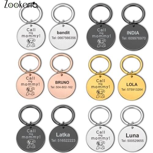 Anti-lost Dog Name Phone Number Personalized Call My Mommy Pet ID Tag Engraved Pet ID Name for Cat Puppy Dog Collar Tag Pendant