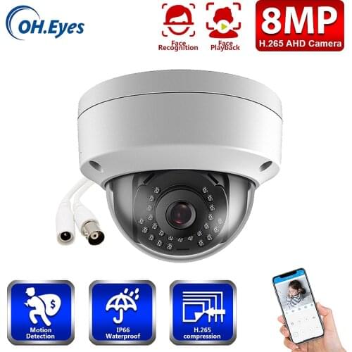 Face Detection 4K Security Camera AHD Metal Dome Vandalproof Face Playback Lens IR Night Vision Video Surveillance Camera