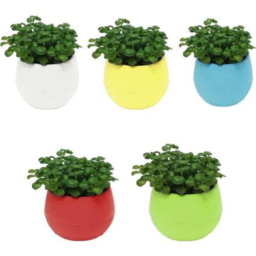 Colourful Mini Round Plastic Plant Flower Pot Garden Decor Planter 5 Colors