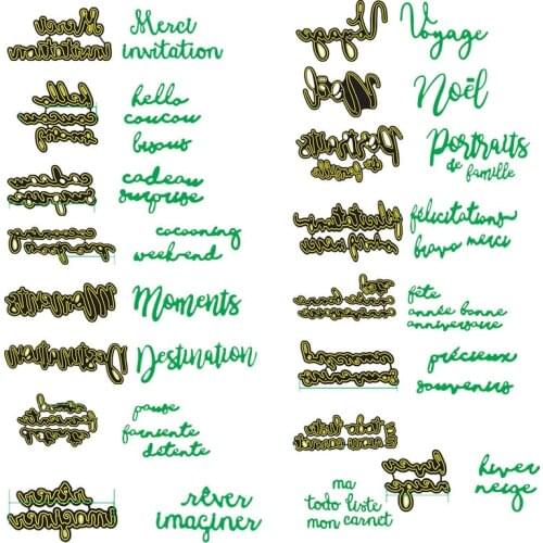 Various French Words Metal Cutting Dies For Scrapbooking Craft Die Cut Card Making Embossing Stencil Album Photo