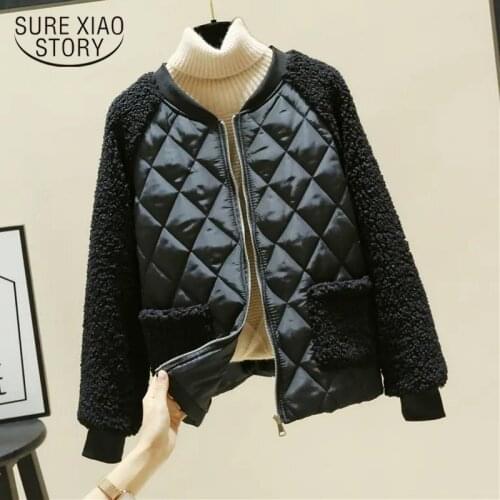 Fashion Thickened Winter New Plus Size 3XL Loose Plaid Jackets Clothes Women Imitation Lamb Black Jacket Women Coats Tops 12307