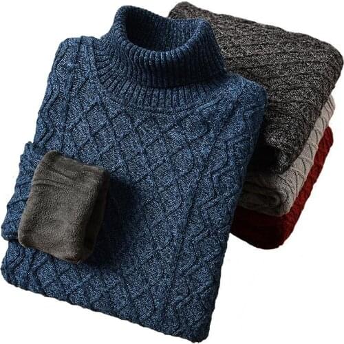 Knitwear Warm Winter Men Turtleneck Pullover Wool Liner Thick Snow High Neck Mens Sweater Pullovers 2020
