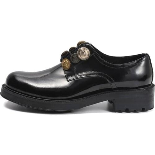 New Spring button Black Casual shoes man Loafers Genuine Leather Goodyear Round Toe Party Dress Shoes