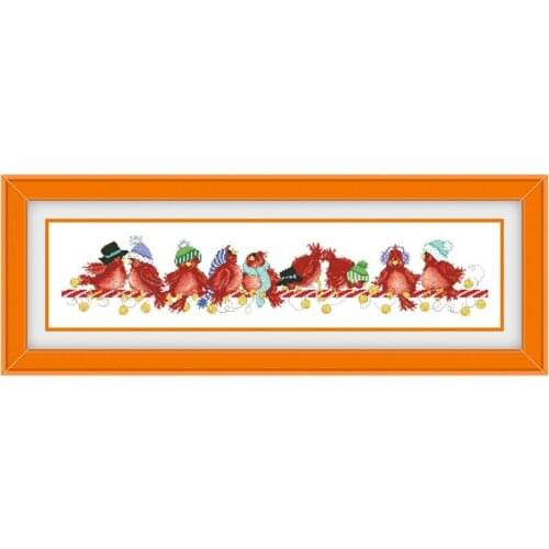Jingle bird row cross stitch kits animal aida fabric 18ct 14ct 11ct unprint canvas cotton thread embroidery kits DIY craft set