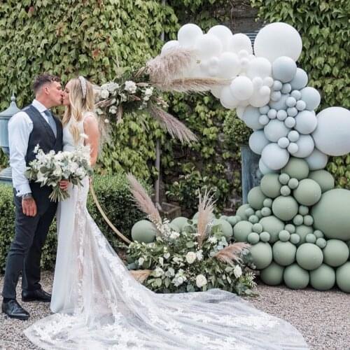 145Pc Avocado Green White Balloons Set Macaron Blue Arch Garland Ballon Kit Wedding Birthday Party Backdrop Decor Baptism Globos