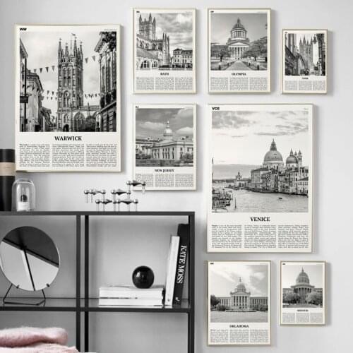 Venice New York Paris Italy City Newspaper Wall Art Canvas Painting Nordic Poster And Prints Wall Pictures For Living Room Decor