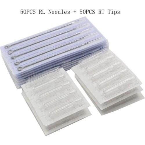 Disposable 50pcs 3RL 5RL 7RL 9RL 11RL 13RL 15RL Tattoo needles +50pcs 3rt 5rt 7rt 9rt 11rt 13rt 15rt Clear Tattoo Tips kit