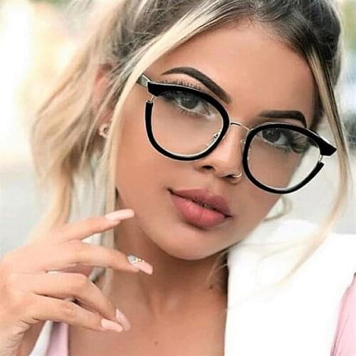 45376 Women Cat Eye Glasses Frames Optical EyeGlasses Fashion Metal Frame Prescription Eyewear Computer Glasses