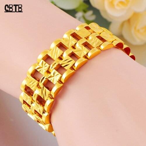 Wholesale 18K Gold Jewelry Classic Mens Bracelets Wedding Jewelry Accessories Atmospheric Fashion Bracelets for Men
