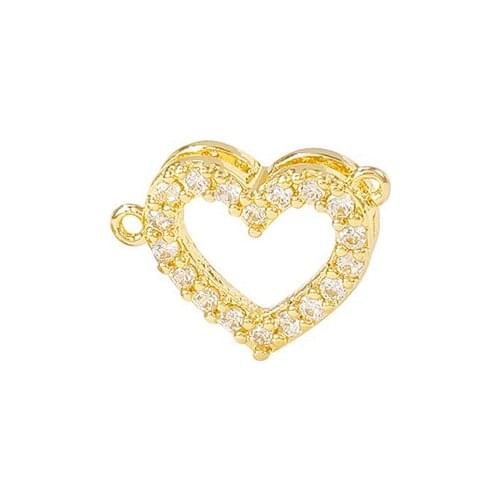 Factory Wholesale Gold Color Brass And Zircon Heart Charms Pendants Necklace And Bracelet Earring Diy Jewelry Accessories