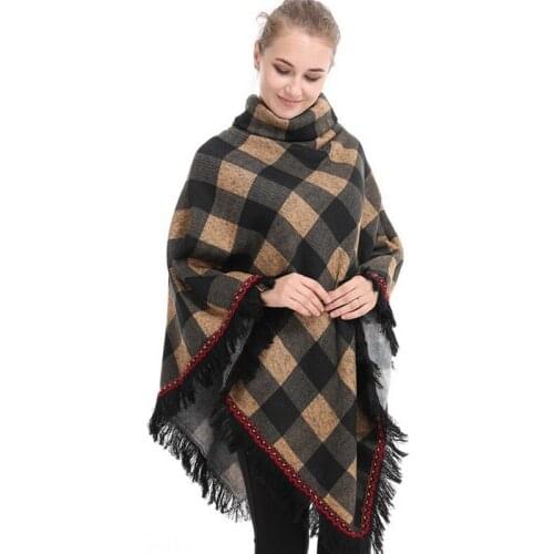 Autumn Winter Shawl For Women Fashion Warm Cape Femme Hiver Loose Black Grey Ponchos Y Capas Mujer Cloak