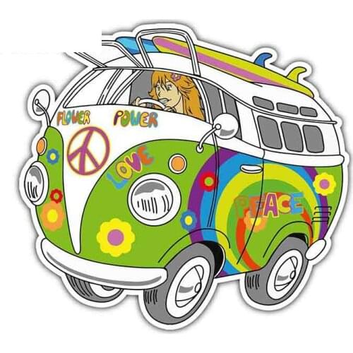 Personality Hippie Bus Peace Love Woodstock Life Personality Creative Stickers Vinyl Car Graffiti Stickers Decoration for Car