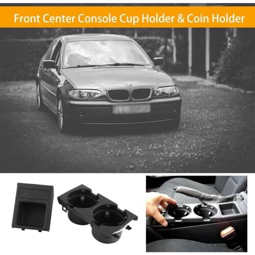 Double hole car front center console cup rack /Holder Coin Holder for BMW E46 1998-2004 Black