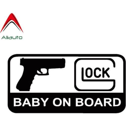 Aliauto Personality Warning Car Sticker Glock Baby on Board Character Decoration of Automotive Vinyl Decal Black/Silver,15cm*7cm