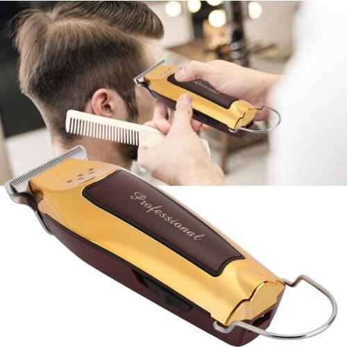 Professional Electric Hair Clipper Rechargeable Adjustable Hair Cutting Machine Hair Trimmer Men Adult Razor US Plug Gold