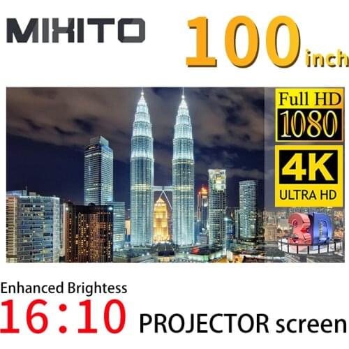 MIXITO 16:10 Anti-Light Curtain 100inch 4K HD Foldable Portable Projection Movies Home Theater Outdoor Indoor Enhance Quality