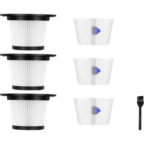 Replacement HEPA Filter Compatible for MOOSOO K17 Cordless Vacuum Cleaner (3 HEPA Filters and 3 Filters)