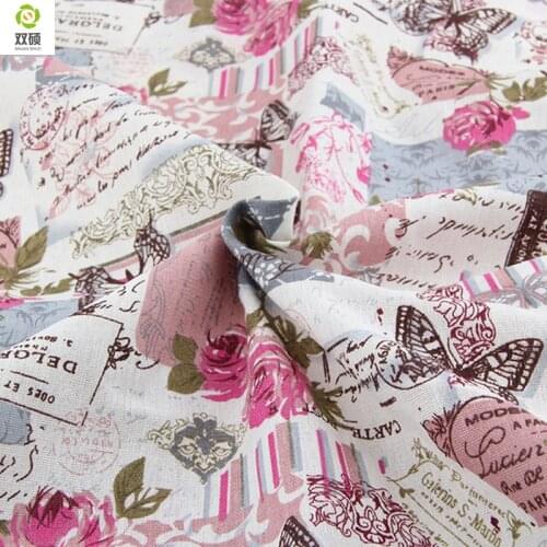 Special offer Retro Butterfly Rose Linen fabrics Tablecloths cloth cushion pillow linen fabric 145*50cm A1-1-M1