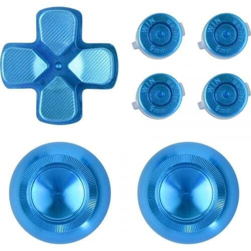 EXtremeRate Blue Metal Buttons for PS4 Contrller, Aluminum Analog Thumbsticks Dpad Bullet Buttons for PS4 All Model Controller