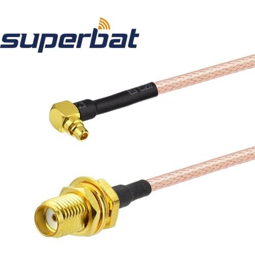 Superbat MMCX Plug Right Angle to SMA Jack Bulkhead Straight RG316 15CM RF Coaxial Jumper Cable Assembly