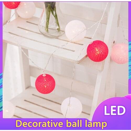 LED Lighting Chain Room Decoration Cotton Ball Lighting Chain Christmas Lights Christmas Tree Ornamental Festoon Lamp