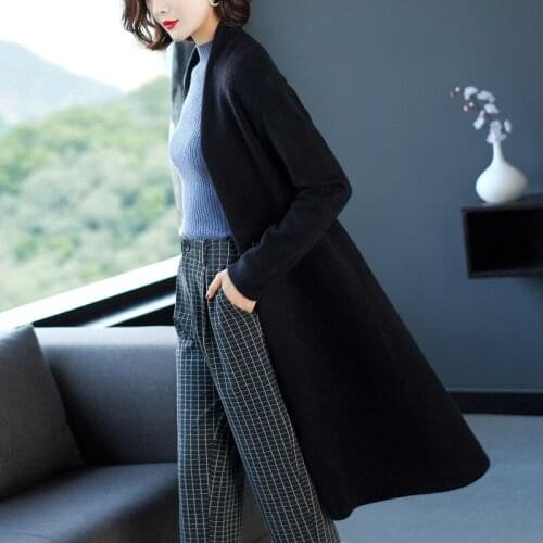 Sweater 2019 Autumn Women Fashion Knitwear Sweaters Femme Mujer Jumper Open Front Knitted Slim Thick Long Cardigan Coat AA5012