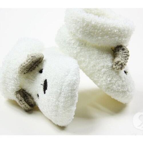 Newborn Baby Boys Girls 0-6M Infant Cute white casual Bear Warm Shoes