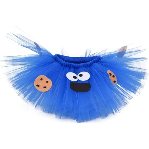 Girls Funny Cookie Monster Tutu Skirt Costume Royal Blue Fluffy Tutus Baby Birthday Cosplay Party Skirt Kids Halloween Costume