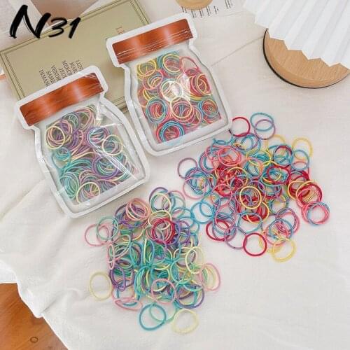 Women 100pcs/set High Elastic Headwear Candy Color Simple Style Childrens Hair Accessories Hair Circle Princess Baby Head Rope