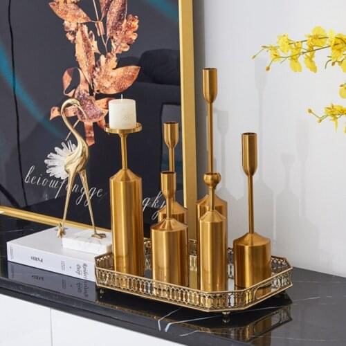 Gold Metal Candlestick Holder Mould Wedding Luxury Geometric Candlestick Holder Modern Dekoracje Slubne Home Decor YD50ZT