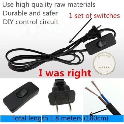 1 set of button switch with plug 303 rocker button switch table lamp switch with wire DIY switch controller household appliances