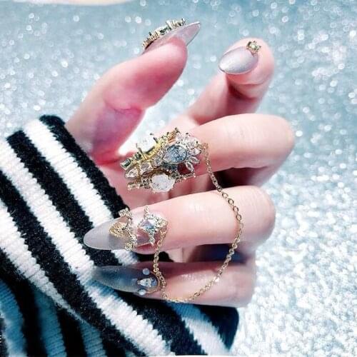 1pc Nail Luxury zircon stone chain nail art Jewelry decoration crystal tassel Manicure tools 3d design sticker