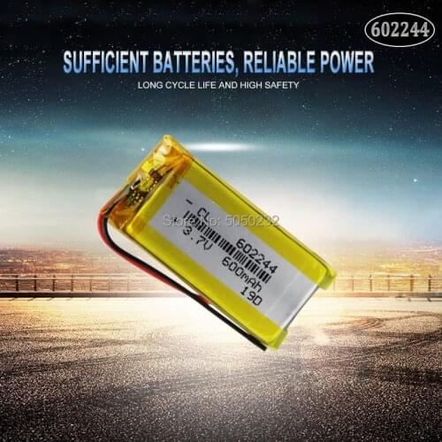 1pc 600mAh 3.7v 602244 Rechargeable Li-polymer Battery For PSP DVD MID PDA GPS MP4 Electric Toys Bluetooth Speaker Battery